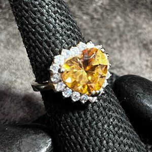 Sparkly CZ Heart Ring Gold Band